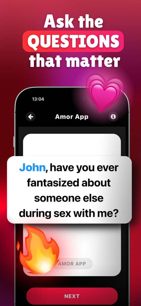 Amor - App for Couples - Amor app displaying a provocative conversation starter for couples