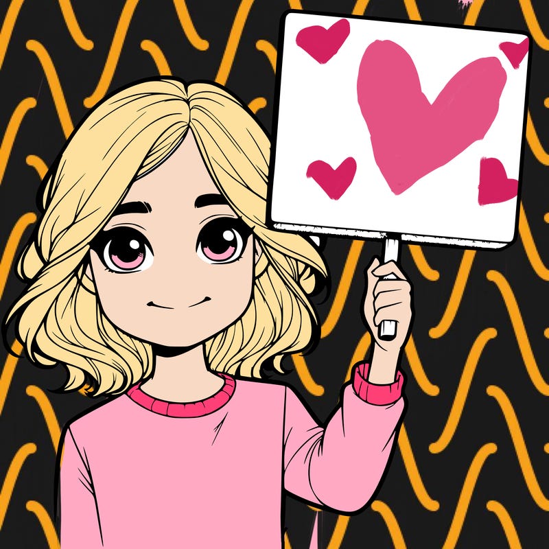 realistic girl holding up a sign