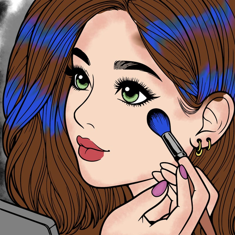 a realistic girl doing her makeup