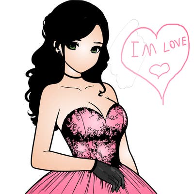 realistic girl in prom dress