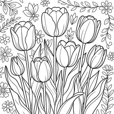 Discover the beauty of Darwin Hybrid Tulips with this engaging coloring page, specially designed for kids aged 4-8. Featuring bold blooms and delightful floral patterns, it promises hours of creative fun.
