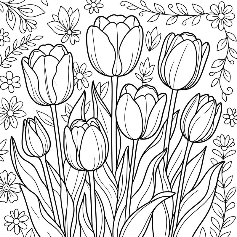 Discover the beauty of Darwin Hybrid Tulips with this engaging coloring page, specially designed for kids aged 4-8. Featuring bold blooms and delightful floral patterns, it promises hours of creative fun.