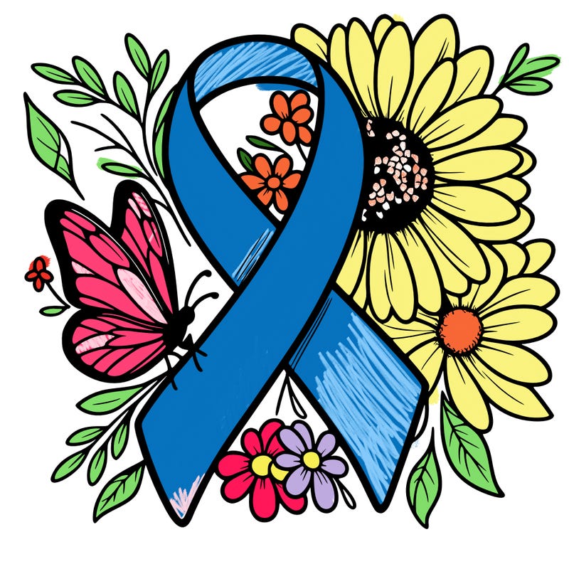 cancer awareness symbol with flowers and butterflies