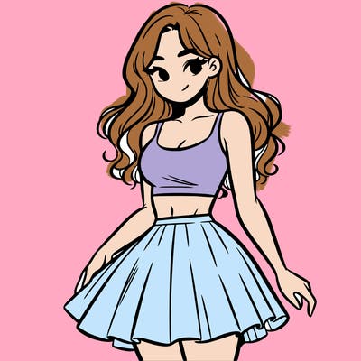 woman in a skirt and crop top