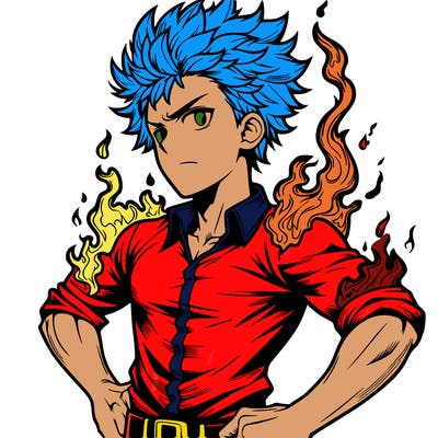 realistic manga man of fire