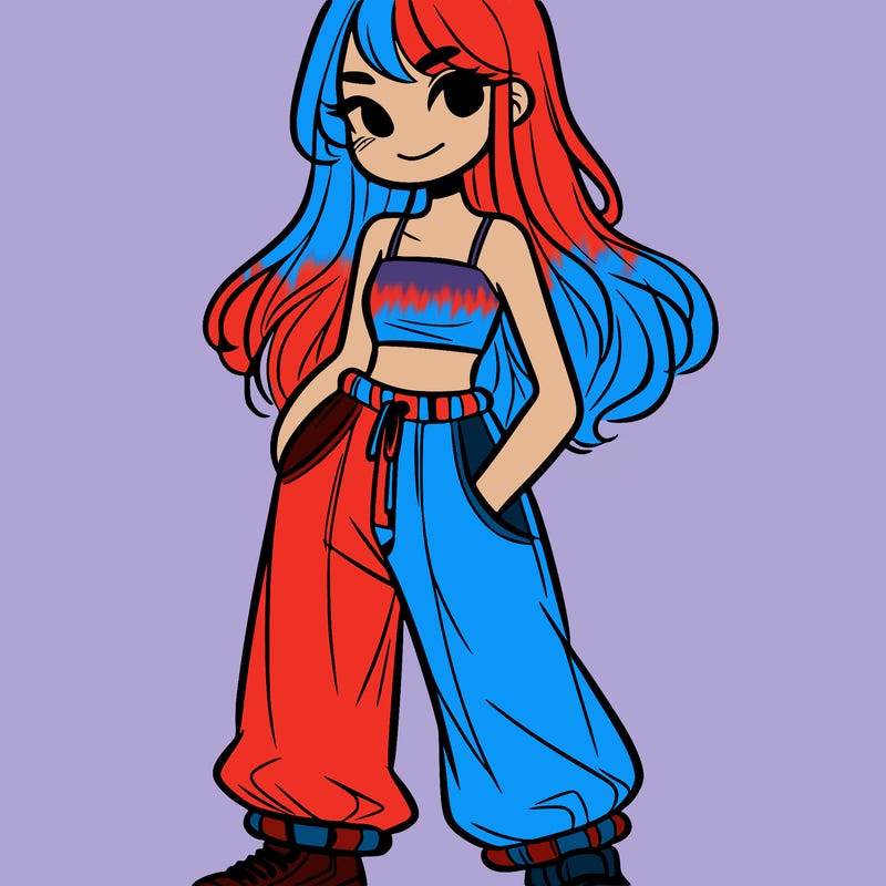 girl in crop top and baggy pants