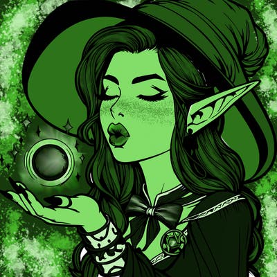 realistic elf casting a spell with lips