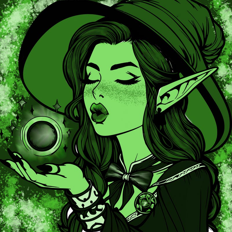 realistic elf casting a spell with lips