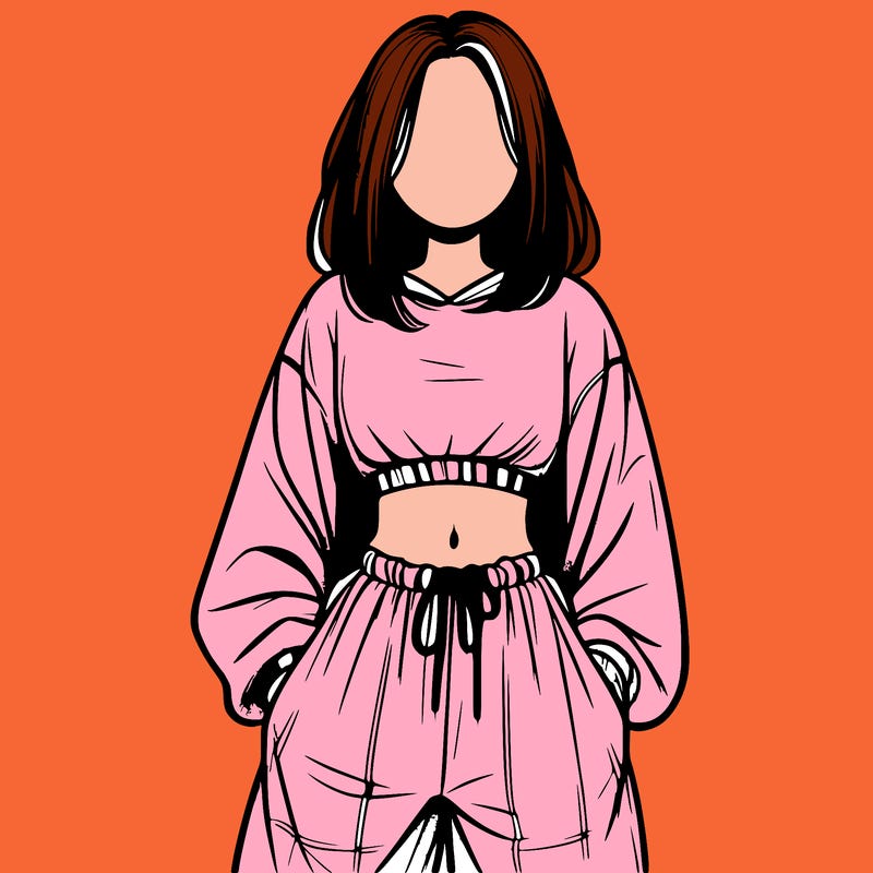 realistic girl faceless with baggy pants and a crop top
