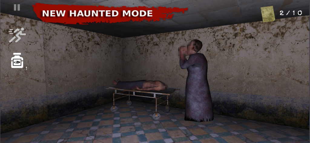 Una figura encapuchada aterradora de pie sobre un cadáver en una camilla en una habitación oscura de hospital