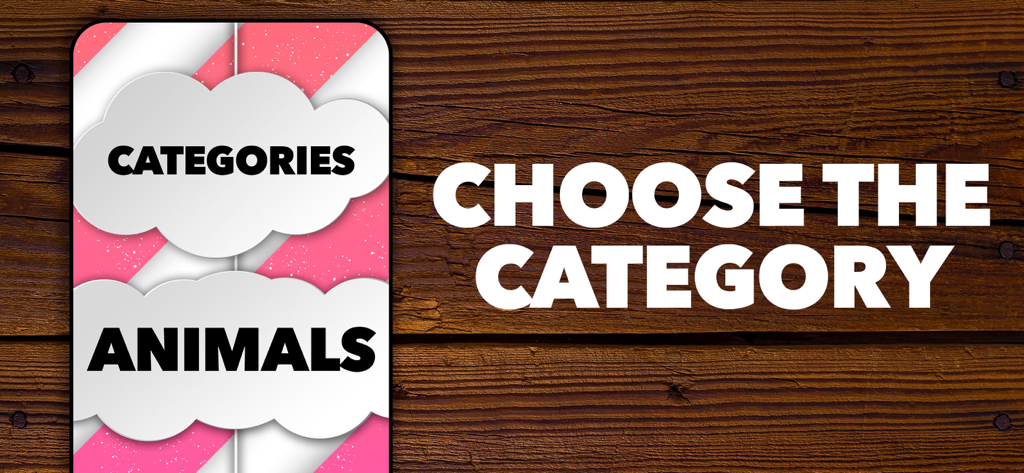 Categories game with friends - ソーシャルワードゲームの動物カテゴリー選択画面を表示するモバイルアプリ画面