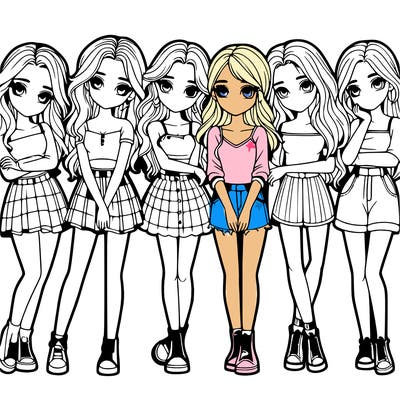 a group of girls realistic