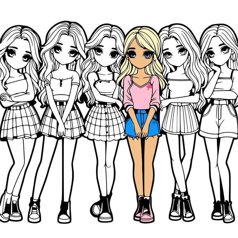 a group of girls realistic