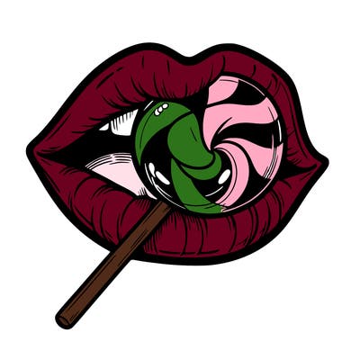 lips with lollipop in mouth