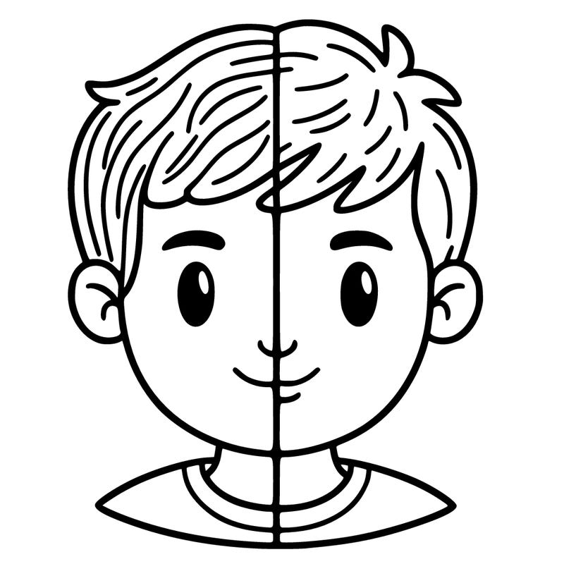 half in half picture of two different people