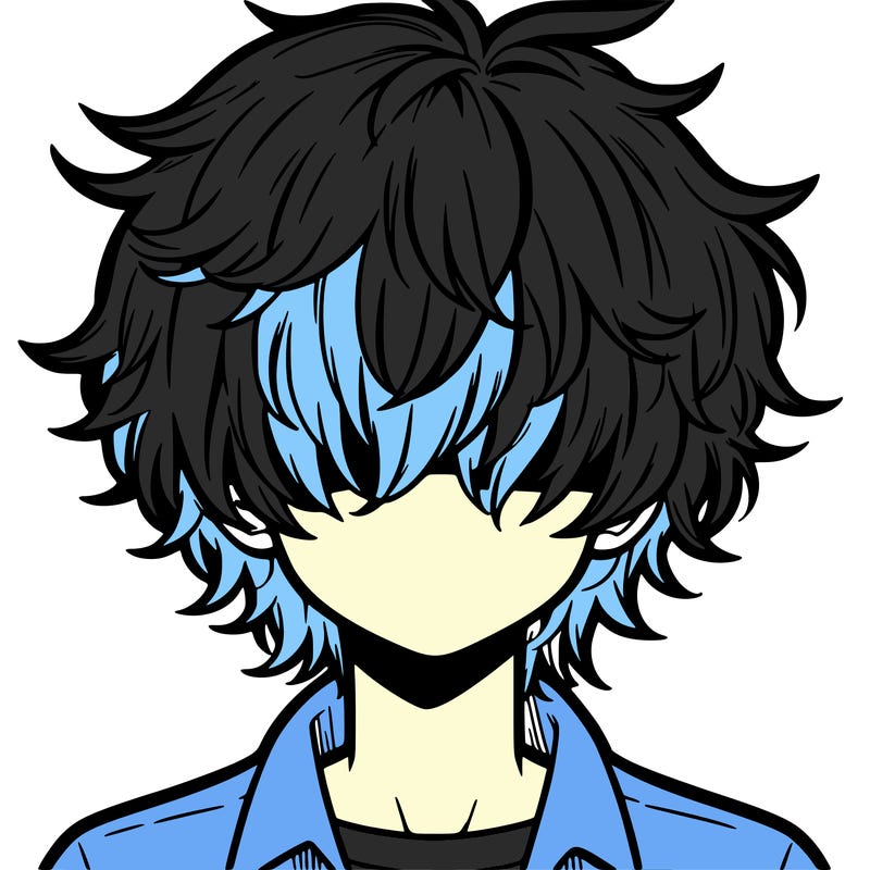 manga boy fluffy hair covering his eyes