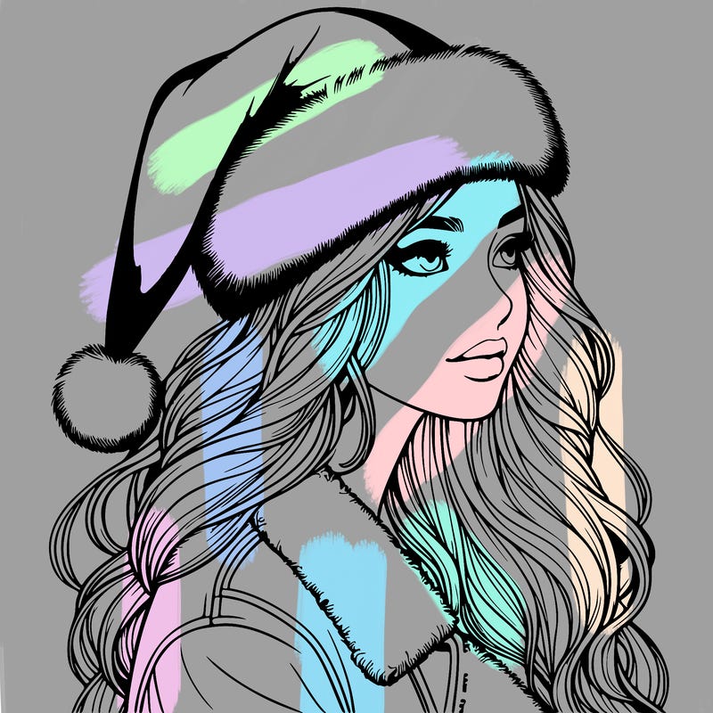 realistic girl in santa hat