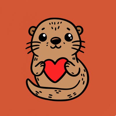 otter with a heart