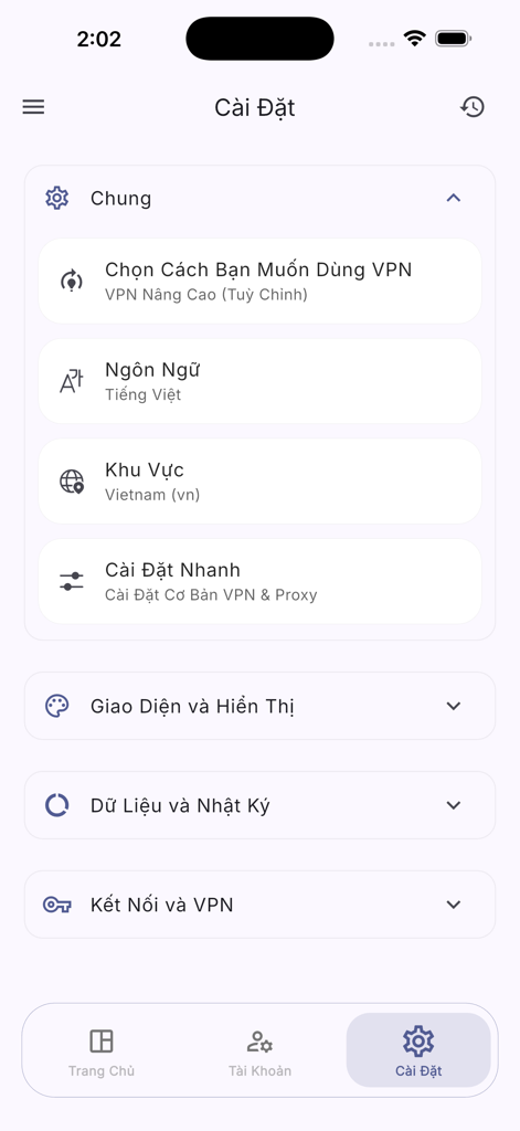 Platform Next - Unlimited VPN - The settings interface of the Platform Next VPN app showing advanced network and routing configuration options