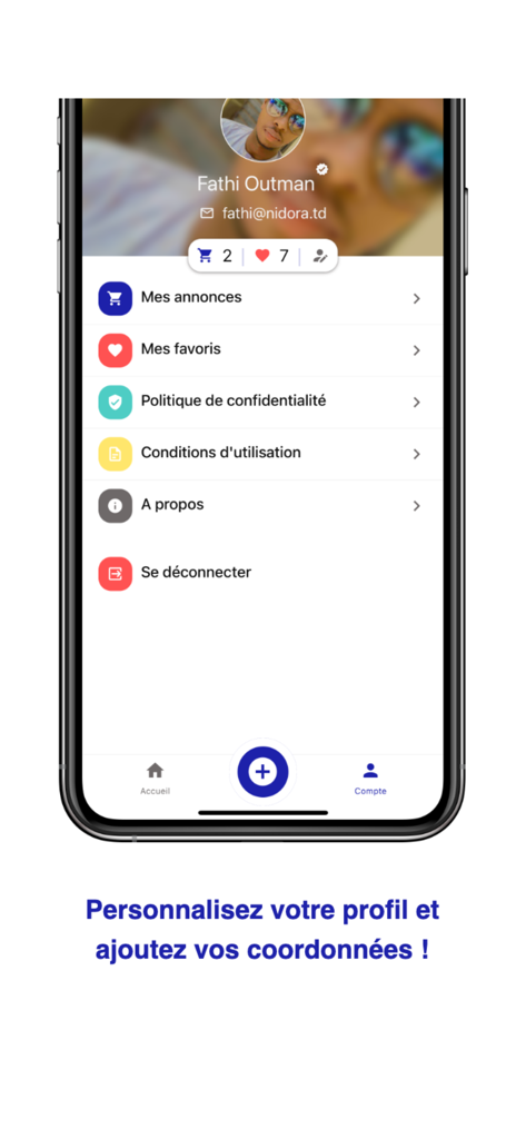 Nidora - Nidora mobile app user profile and account settings screen