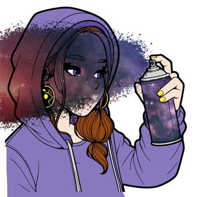 a realistic girl, spray painting