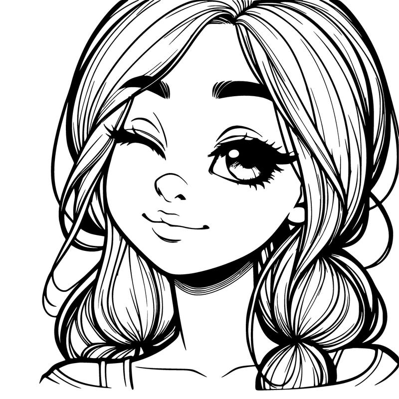 realistic girl with squinted eyes