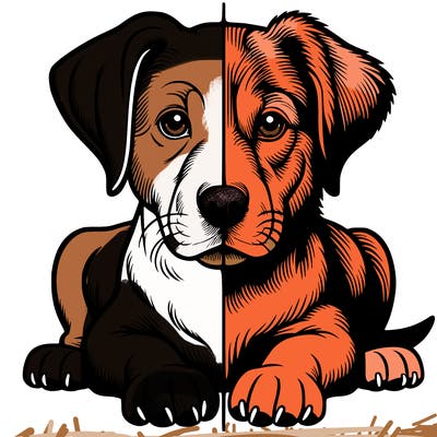 realistic dog split picture