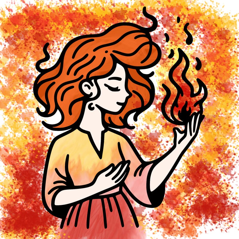 woman with fire