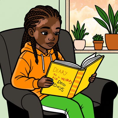 black girl reading a book
