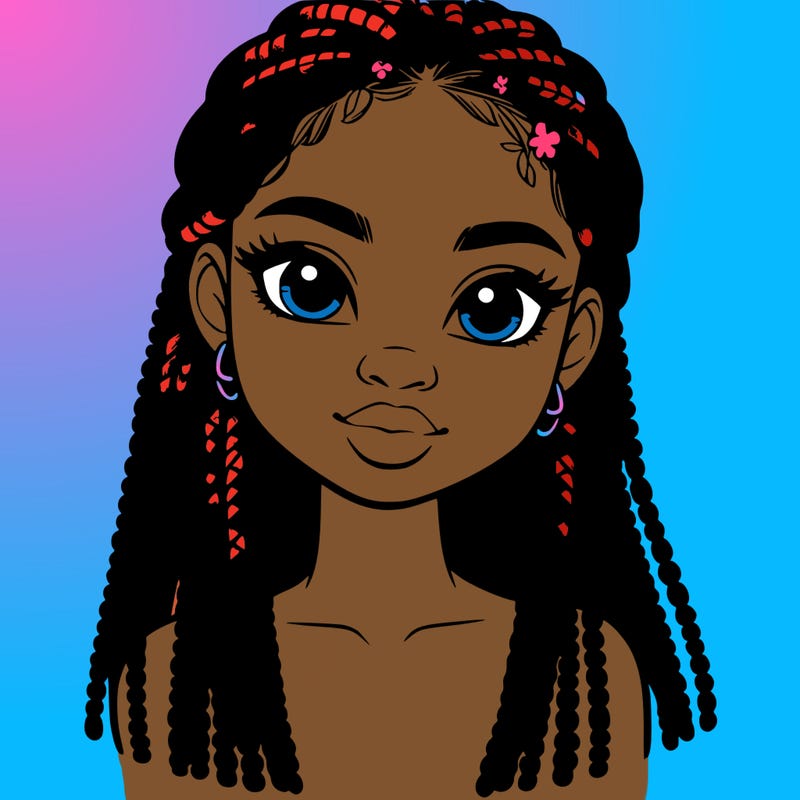 a realistic black girl with braids