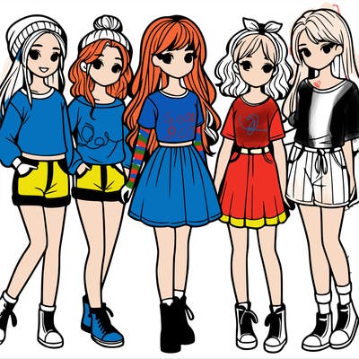 a group of five girls