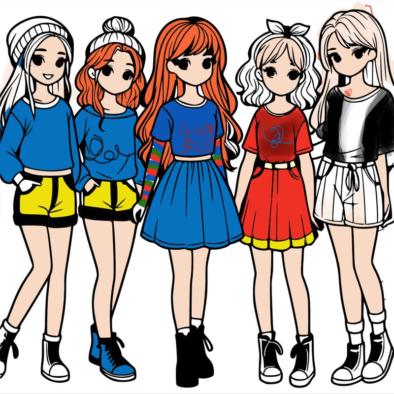 a group of five girls