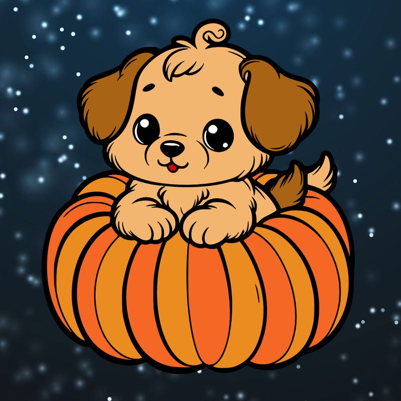 cute little puppy in a pumpkin