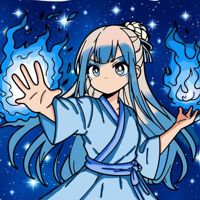 anime girl with fire powers