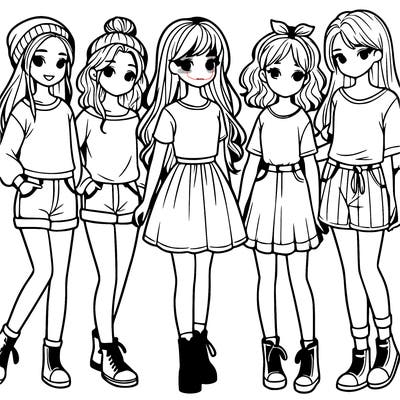 a group of five girls