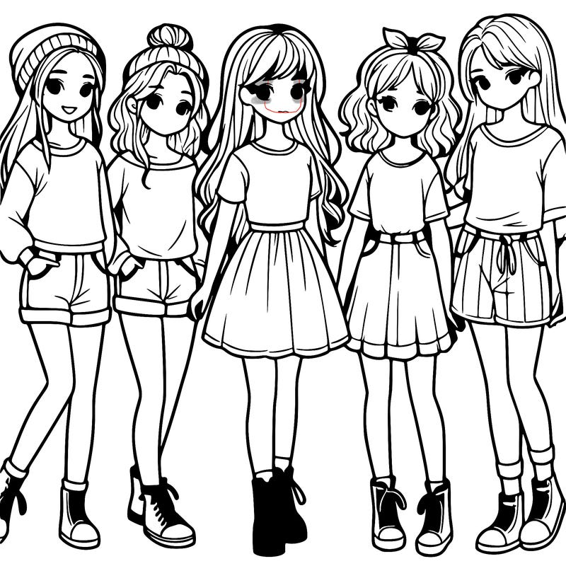 a group of five girls