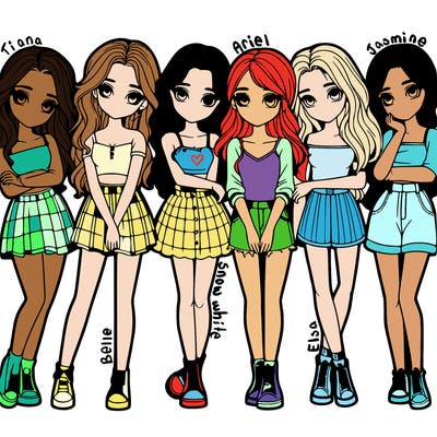 a group of girls realistic