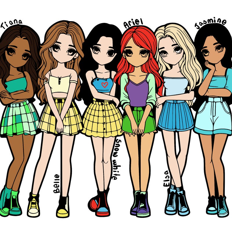 a group of girls realistic