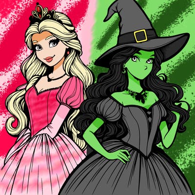 a realistic princess and a witch