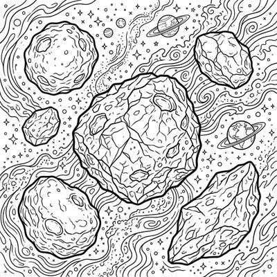 Dive into the marvels of our solar system with this captivating Near-Earth Asteroids coloring page. Featuring intricate details of rocky celestial bodies and distant planets, it's perfect for space enthusiasts of all ages.