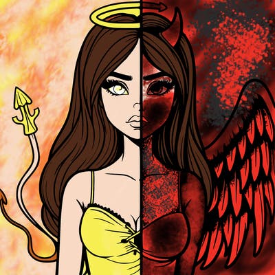 devil vs angel realistic girl