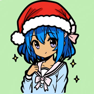 anime girl wearing a santa hat