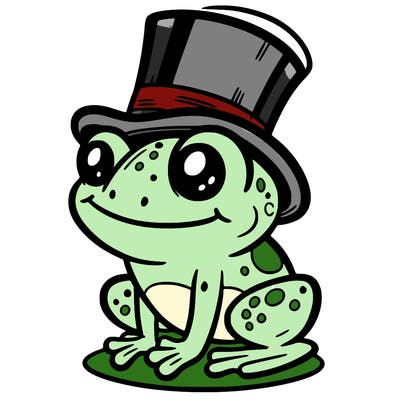 a frog with a top hat on