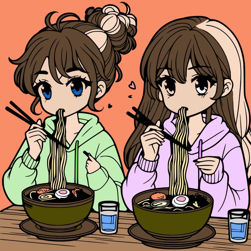 girls eating ramen