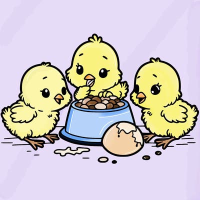 chicks eating