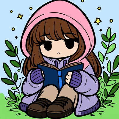 girl in oversized hoodie reading a book