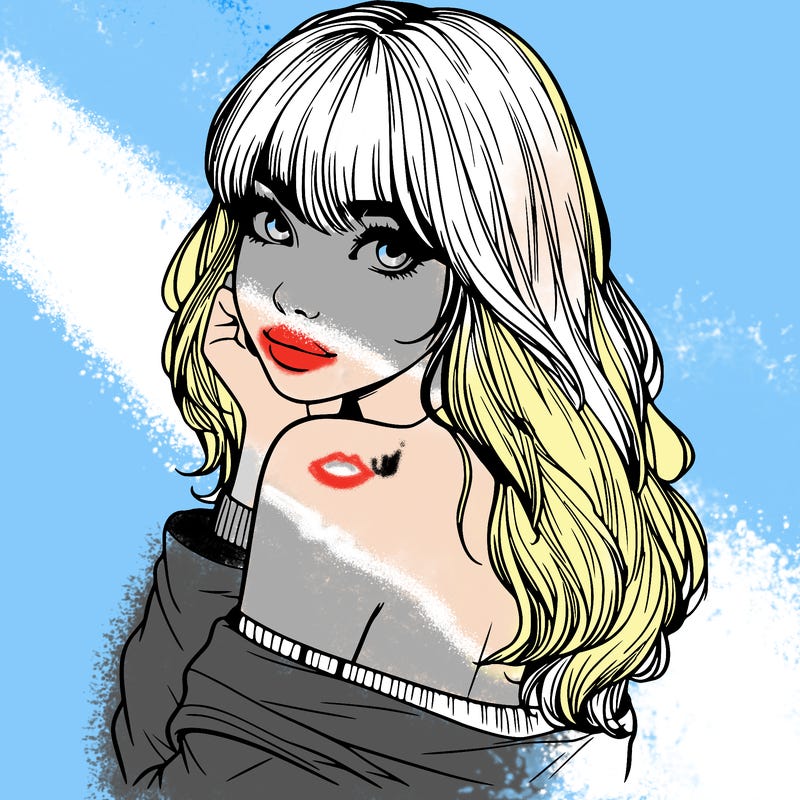 realistic girl with bangs looking over her shoulder