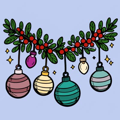 christmas garland with big bulbs