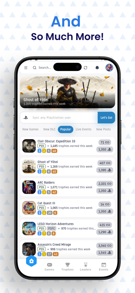 Uma tela do aplicativo Pocket PSN mostrando uma lista de jogos populares do PlayStation com contagem de troféus e classificações de jogadores.