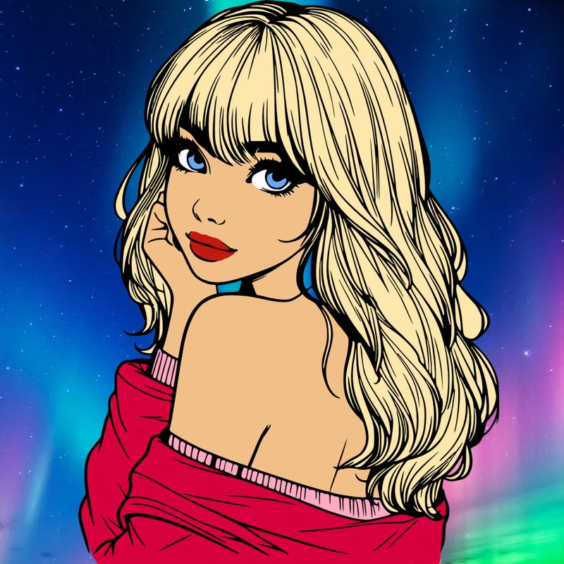 realistic girl with bangs looking over her shoulder